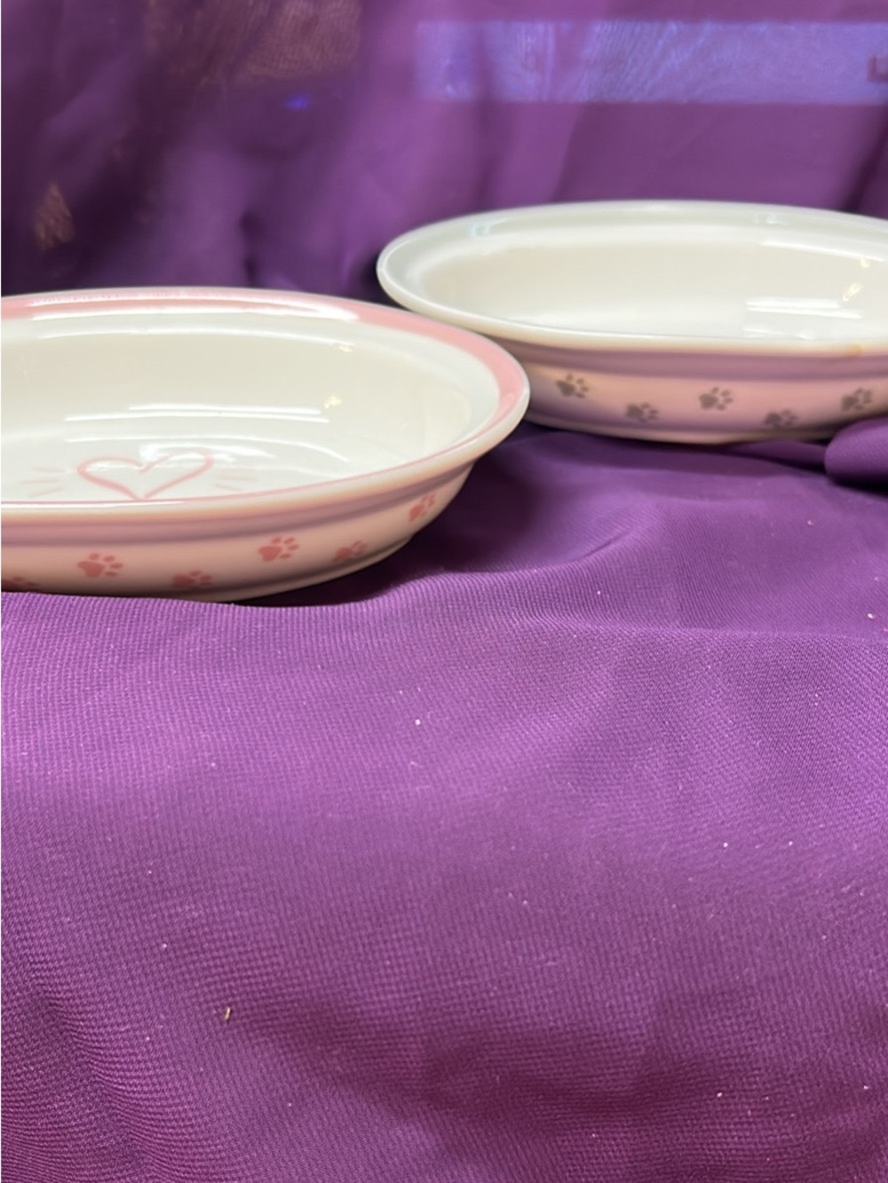 Paw Print Ceramic Pet Bowls - Set of 2